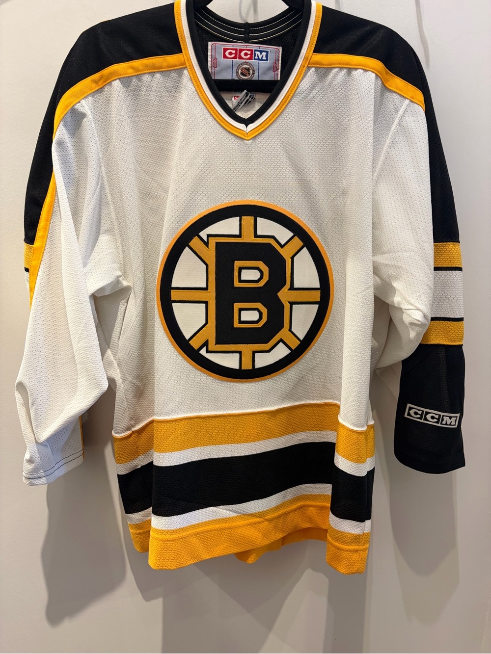 CCM White, Gold & Black Boston Hockey Jersey